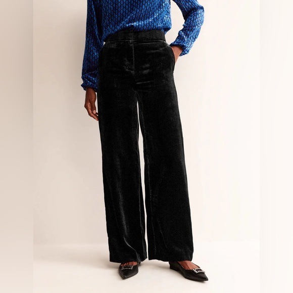 NWT Boden Westbourne Black Velvet Pants sz 12R
